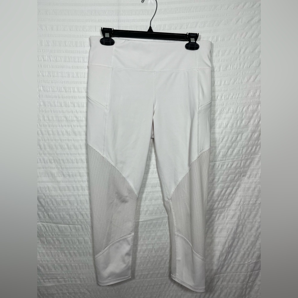 Athleta White Mesh Contender Capri Leggings Size Medium